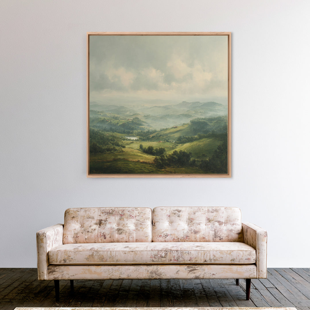 Classic Landscape with Rolling Green Hills Canvas Print, Bed and Breakfast Art, Art Print, Living Room Decor, BAB-1x1-96