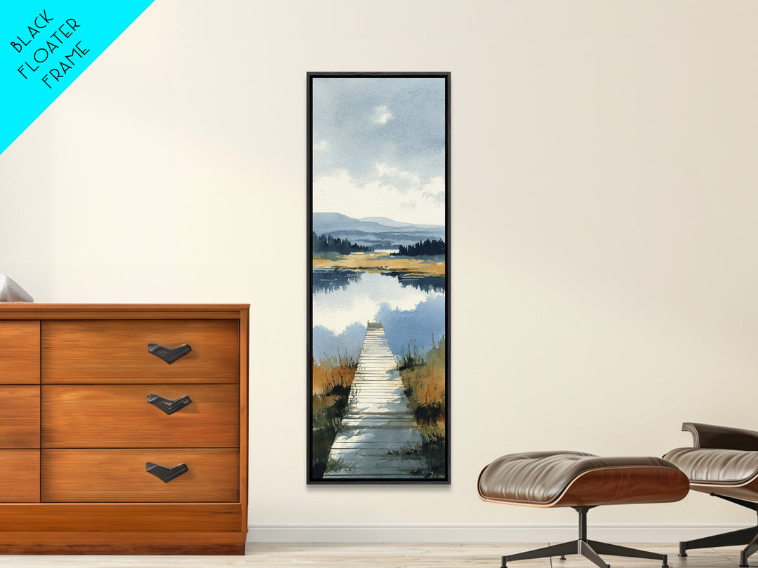 Quiet Lake Dock at Early Morning Canvas Print, Bed and Breakfast Art, Trendy Wall Art, Living Room Decor, Fine Art, BAB-1x3-10
