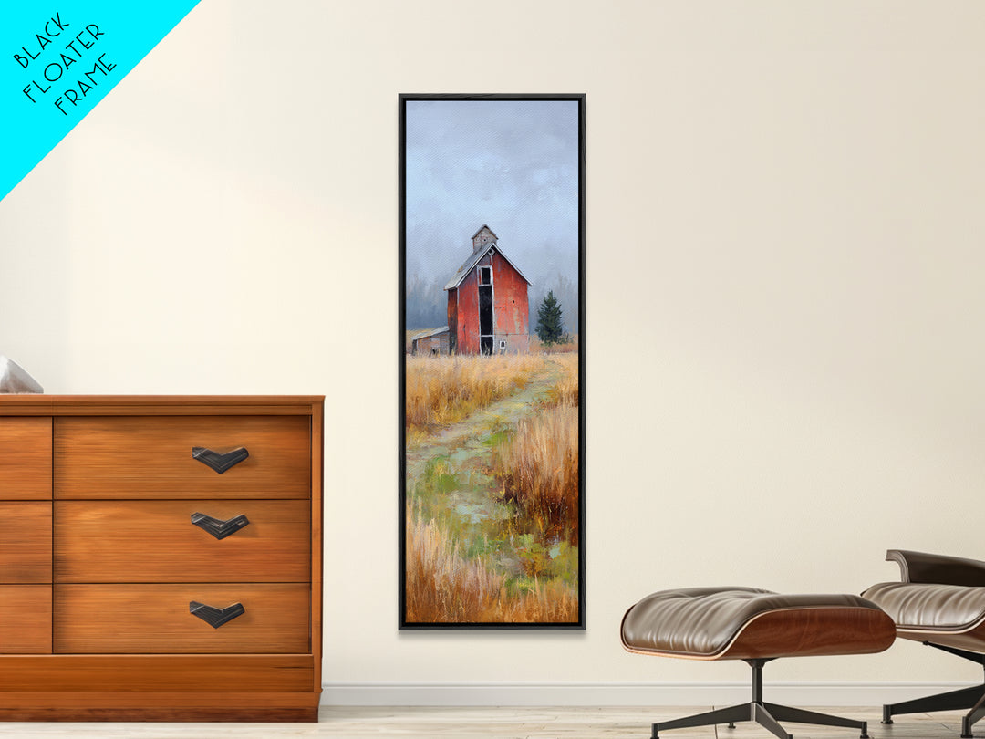 Old Farmhouse Landscape Framed Canvas Print, Bed and Breakfast Art, Wood Wall Art, Living Room Decor, Oil Painting, BAB-1x3-19