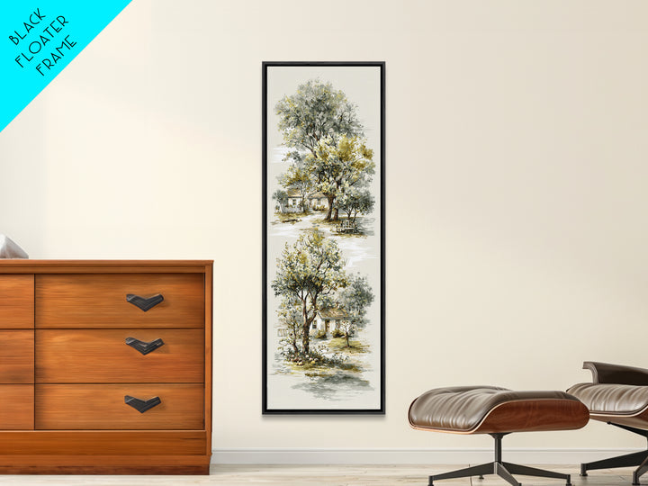 Apple Orchard Scene Canvas Print, Bed and Breakfast Art, Wood Wall Art, Living Room Decor, Fine Art, Farmhouse Wall Art, BAB-1x3-73
