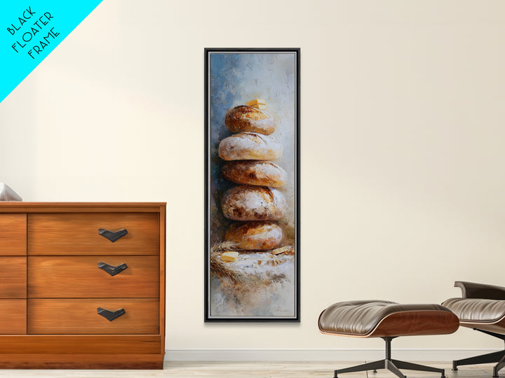 Freshly Baked Bread Framed Canvas Print, Bed and Breakfast Art, Contemporary Art, Living Room Decor, Fine Art, BAB-1x3-8