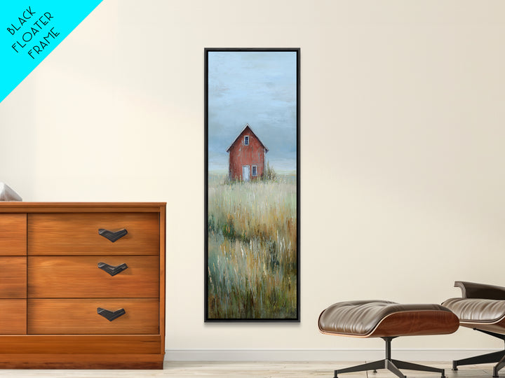 Old Farmhouse Landscape Framed Canvas Print, Bed and Breakfast Art, Boho Decor, Living Room Decor, Fine Art, BAB-1x3-91