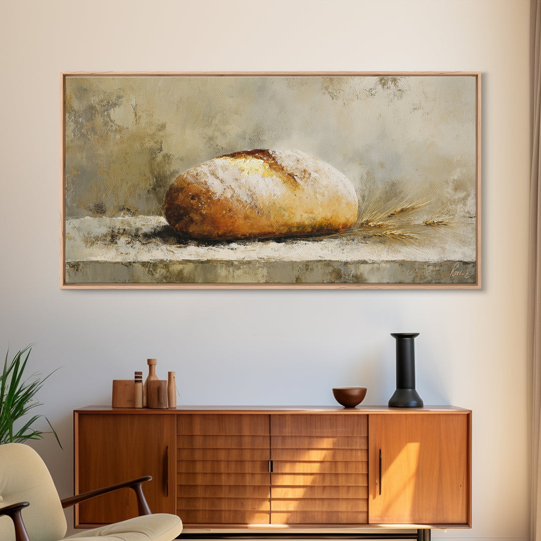 Freshly Baked Bread Framed Canvas Print, Bed and Breakfast Art, Fine Art Print, Living Room Decor, Fine Art, BAB-2x1-16