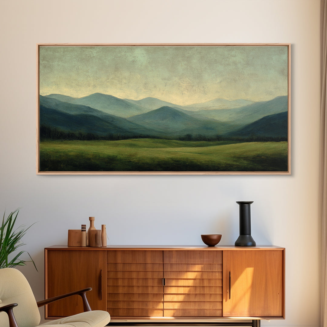 Classic Landscape with Rolling Green Hills Canvas Print, Bed and Breakfast Art, Statement Artwork, Living Room Decor, BAB-2x1-20