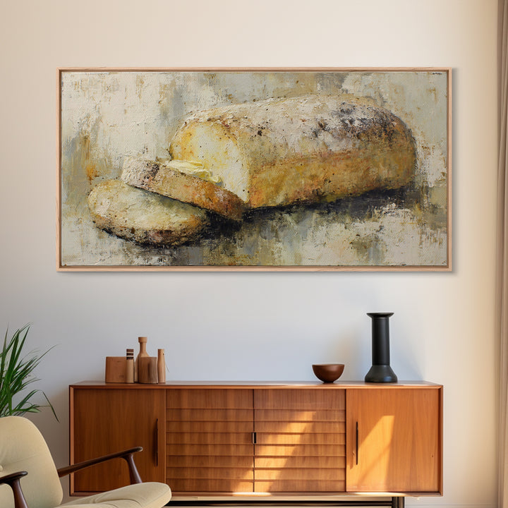 Freshly Baked Bread Framed Canvas Print, Bed and Breakfast Art, Printable Art, Living Room Decor, Fine Art, Bedroom Prints, BAB-2x1-88