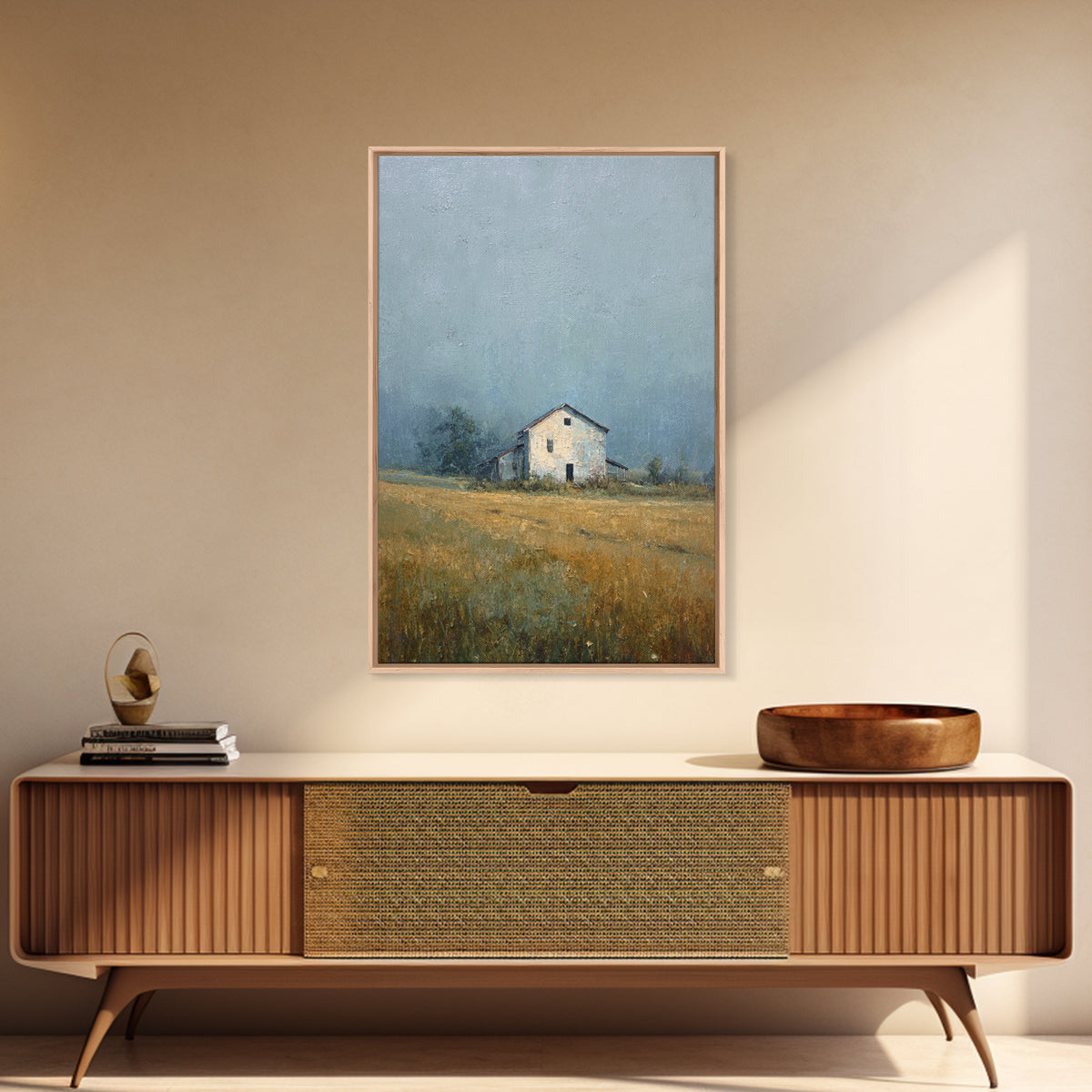 Old Farmhouse Landscape Canvas Print, Bed and Breakfast Art, Minimalist Decor, Living Room Decor, Oil Painting, BAB-2x3-15