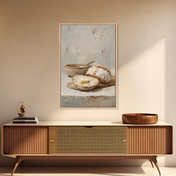 Freshly Baked Bread Framed Canvas Print, Bed and Breakfast Art, Above Bed Decor, Living Room Decor, Fine Art, BAB-2x3-28