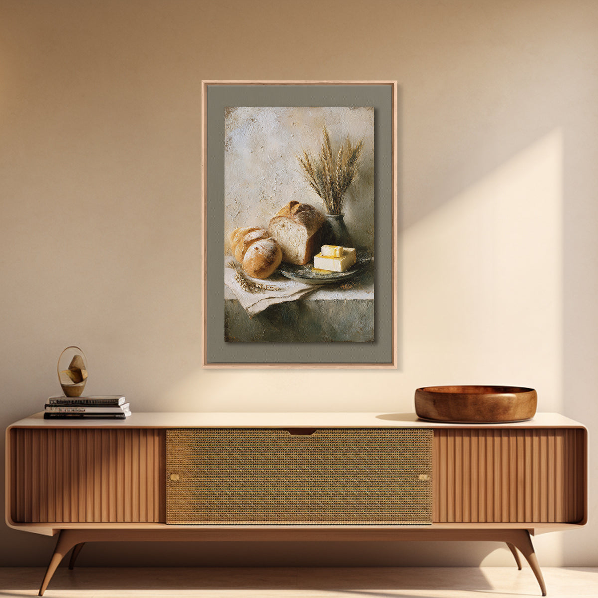 Freshly Baked Bread Framed Canvas Print, Bed and Breakfast Art, Contemporary Art, Living Room Decor, Fine Art, BAB-2x3-4
