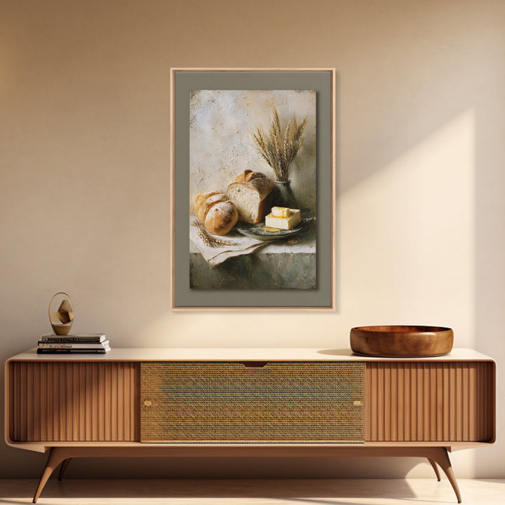 Freshly Baked Bread Framed Canvas Print, Bed and Breakfast Art, Contemporary Art, Living Room Decor, Fine Art, BAB-2x3-4