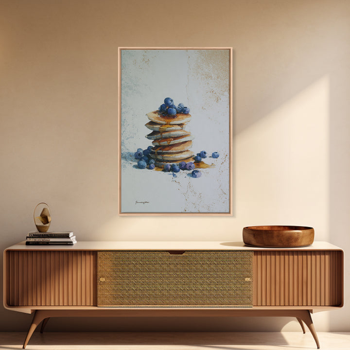 Blueberry Pancakes Still Life Canvas Print, Bed and Breakfast Art, Contemporary Art, Living Room Decor, Fine Art, BAB-2x3-40