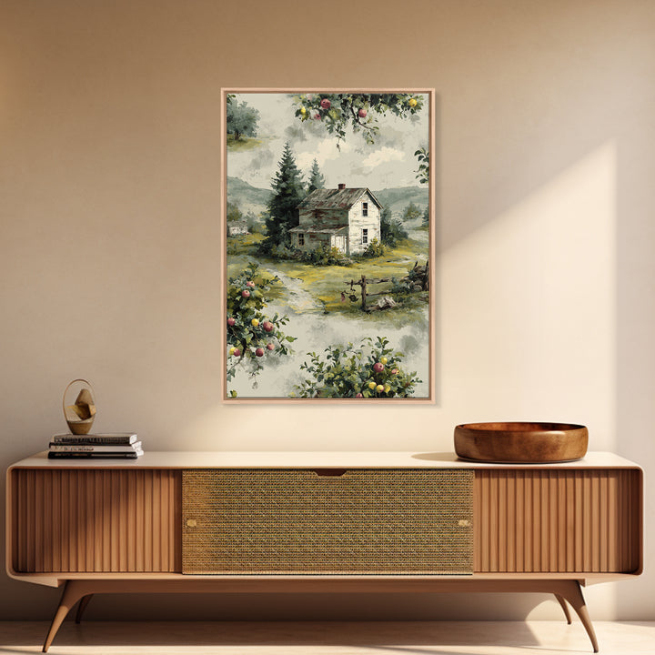 Apple Orchard Scene Canvas Print, Bed and Breakfast Art, Wood Wall Art, Living Room Decor, Fine Art, Farmhouse Wall Art, BAB-2x3-45