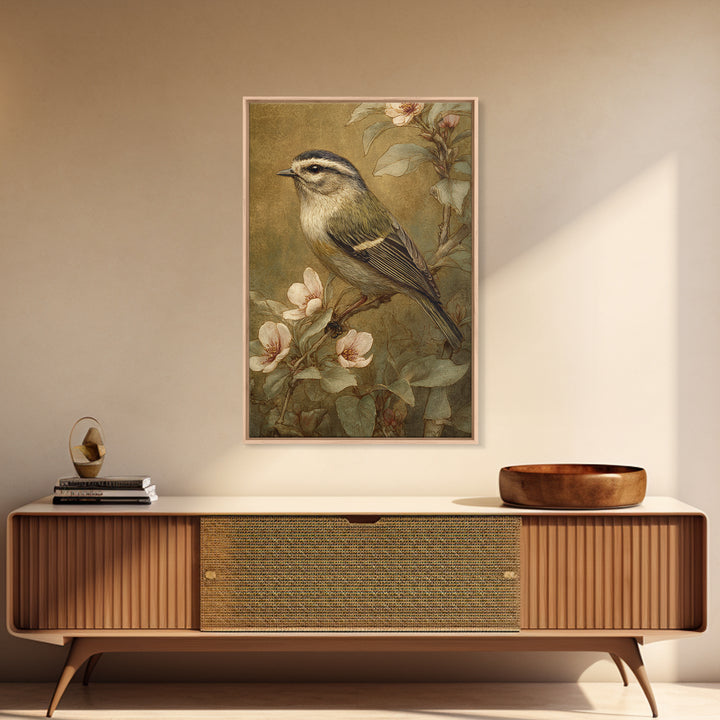 Small Bird on a Flowering Branch Canvas Print, Bed and Breakfast Art, Printable, Living Room Decor, Oil Painting, BAB-2x3-70