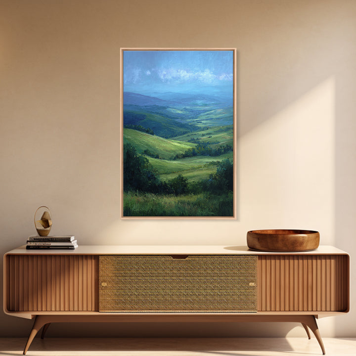 Classic Landscape with Rolling Green Hills Framed Canvas Print, Bed and Breakfast Art, Bedroom Art, Living Room Decor, Fine Art, BAB-2x3-8