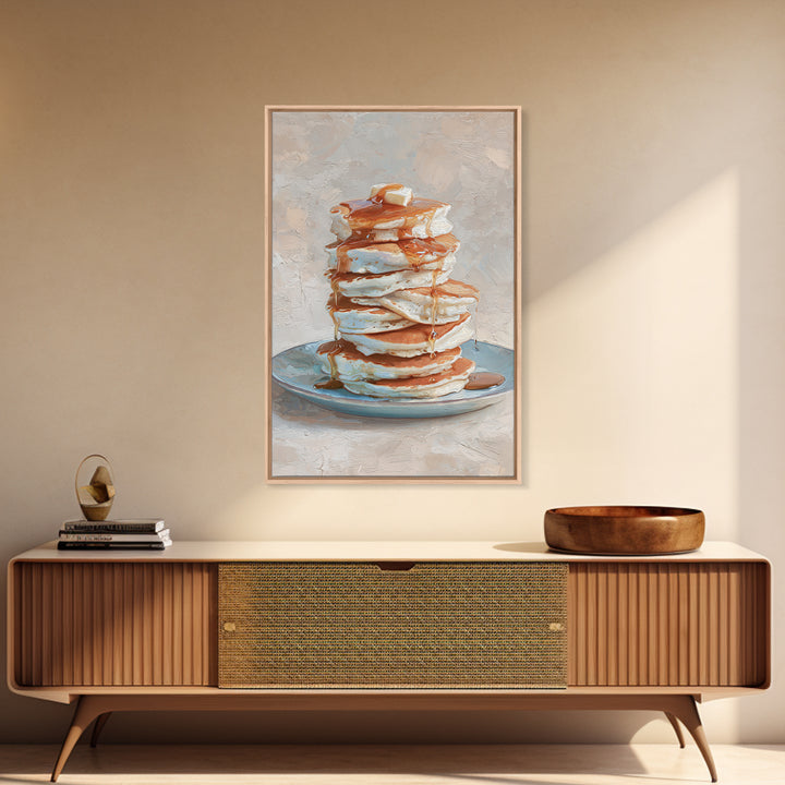 Blueberry Pancakes Still Life Framed Canvas Print, Bed and Breakfast Art, Dopamine Decor, Living Room Decor, Fine Art, BAB-2x3-88