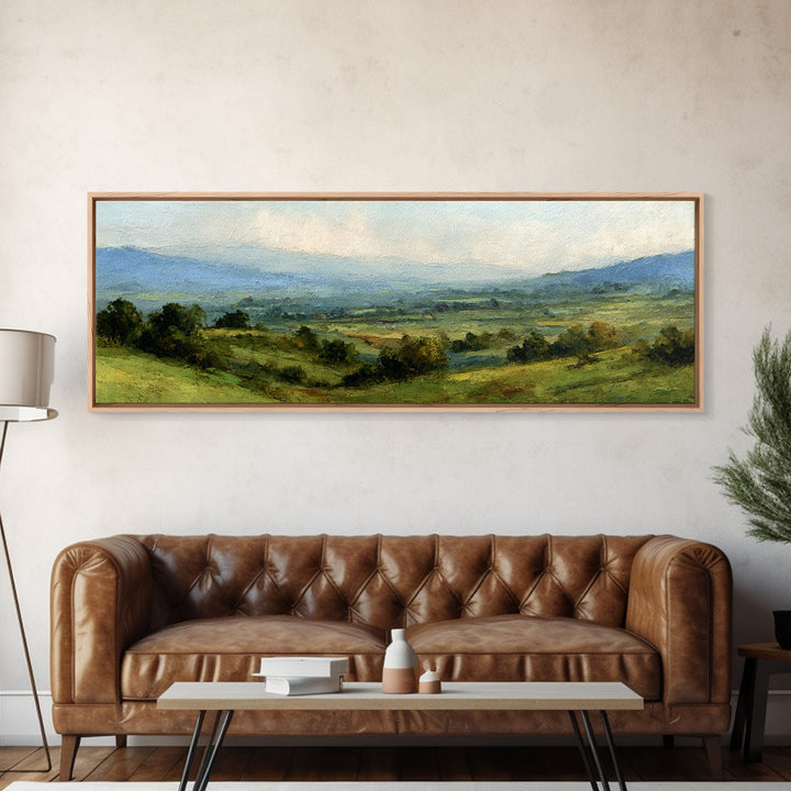 Classic Landscape with Rolling Green Hills Canvas Print, Bed and Breakfast Art, Bedroom Wall Decor, Living Room Decor, BAB-3x1-16