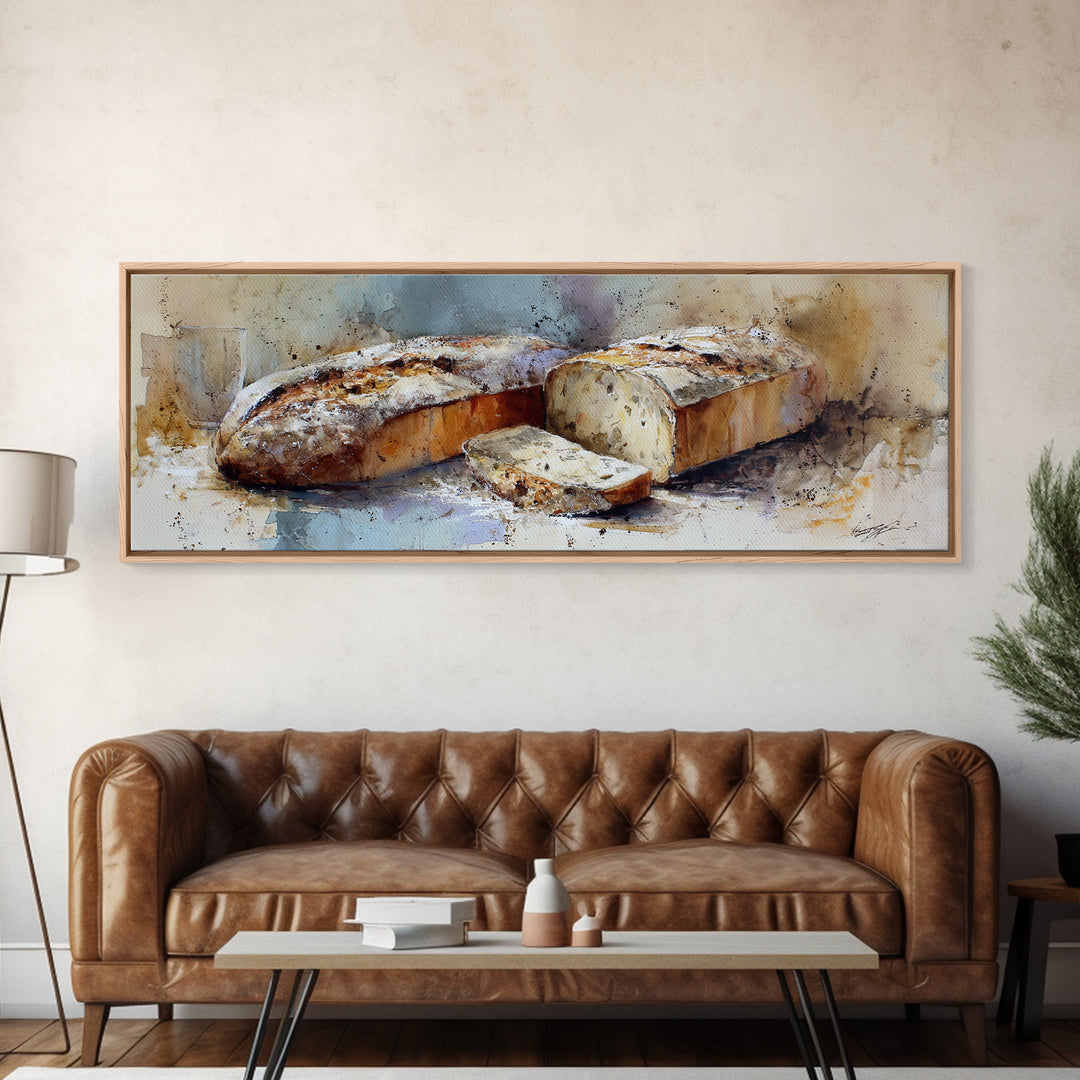 Freshly Baked Bread Canvas Print, Bed and Breakfast Art, Gallery Decor, Living Room Decor, Fine Art, Wall Art, BAB-3x1-36