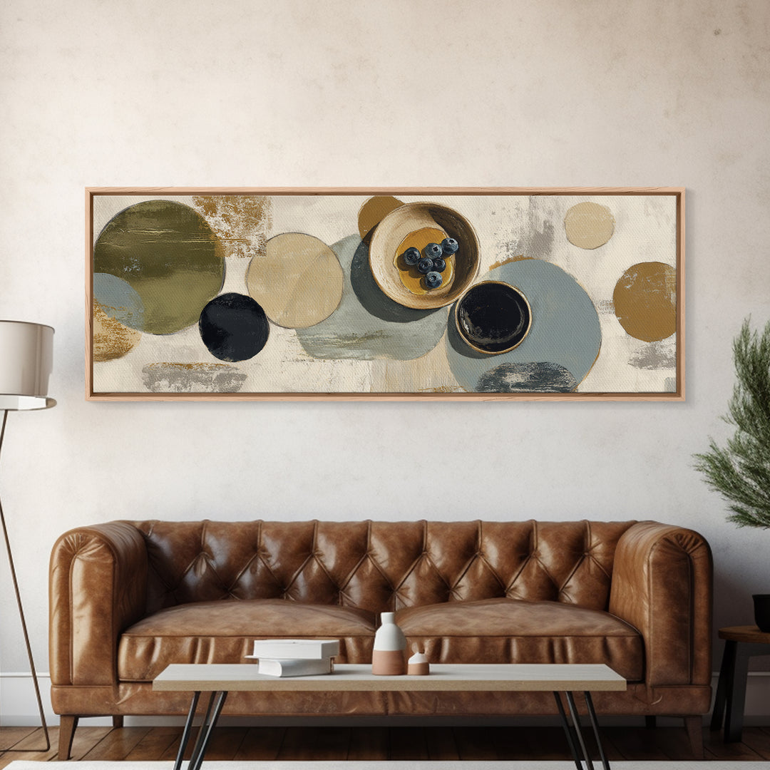 Blueberry Pancakes Still Life Canvas Print, Bed and Breakfast Art, Textured Painting, Living Room Decor, Fine Art, BAB-3x1-48