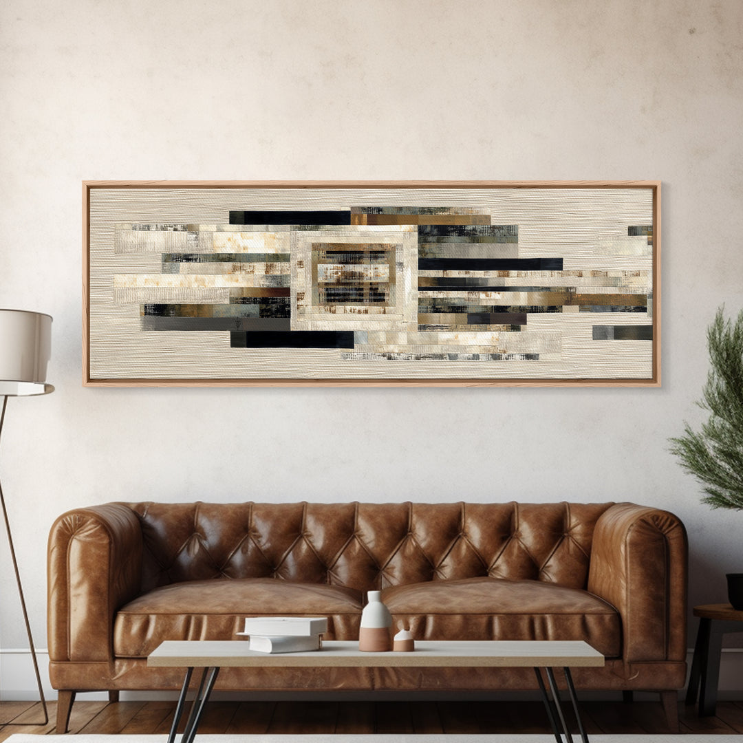 Quilt Pattern Folk Art Composition Framed Canvas Print, Bed and Breakfast Art, Printable, Living Room Decor, Fine Art, BAB-3x1-51