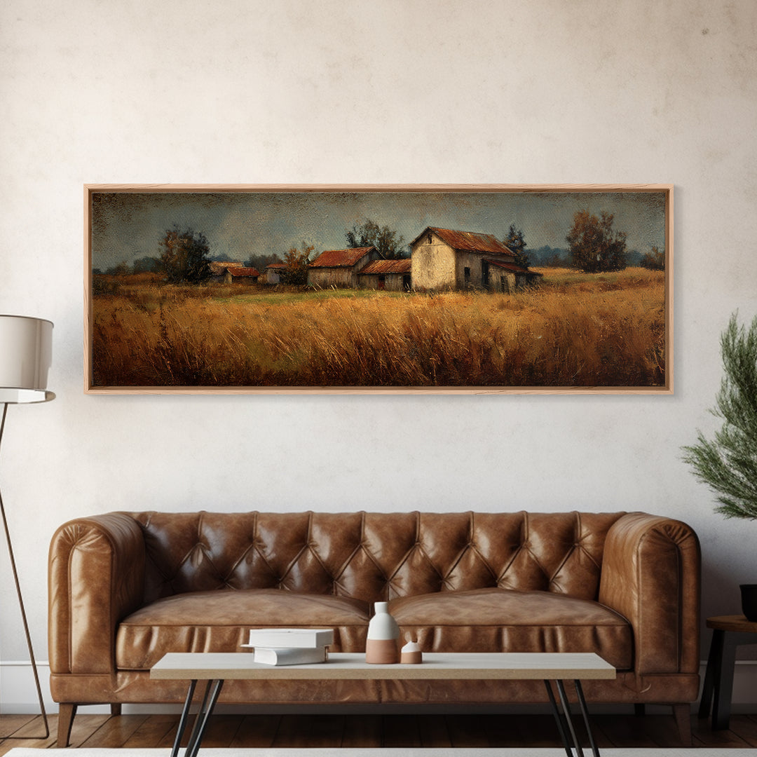 Apple Orchard Scene Framed Canvas Print, Bed and Breakfast Art, Coffee Wall Art, Living Room Decor, Fine Art, BAB-3x1-77