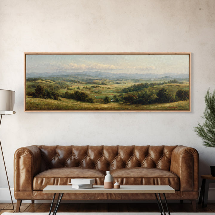 Classic Landscape with Rolling Green Hills Canvas Print, Bed and Breakfast Art, Wall Art, Living Room Decor, Fine Art, BAB-3x1-88