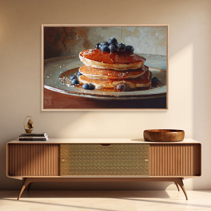 Blueberry Pancakes Still Life Canvas Print, Bed and Breakfast Art, Above Bed Decor, Living Room Decor, Fine Art, BAB-3x2-12