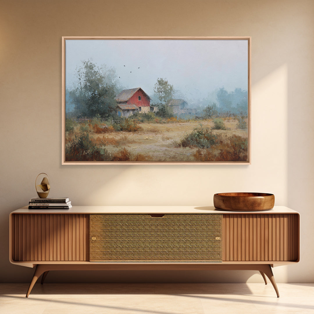 Old Farmhouse Landscape Framed Canvas Print, Bed and Breakfast Art, Room Decor, Living Room Decor, Fine Art, BAB-3x2-35