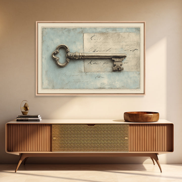 Antique Key and Handwritten Letter Arrangement Without Canvas Print, Bed and Breakfast Art, Bedroom Art, Living Room Decor, BAB-3x2-37