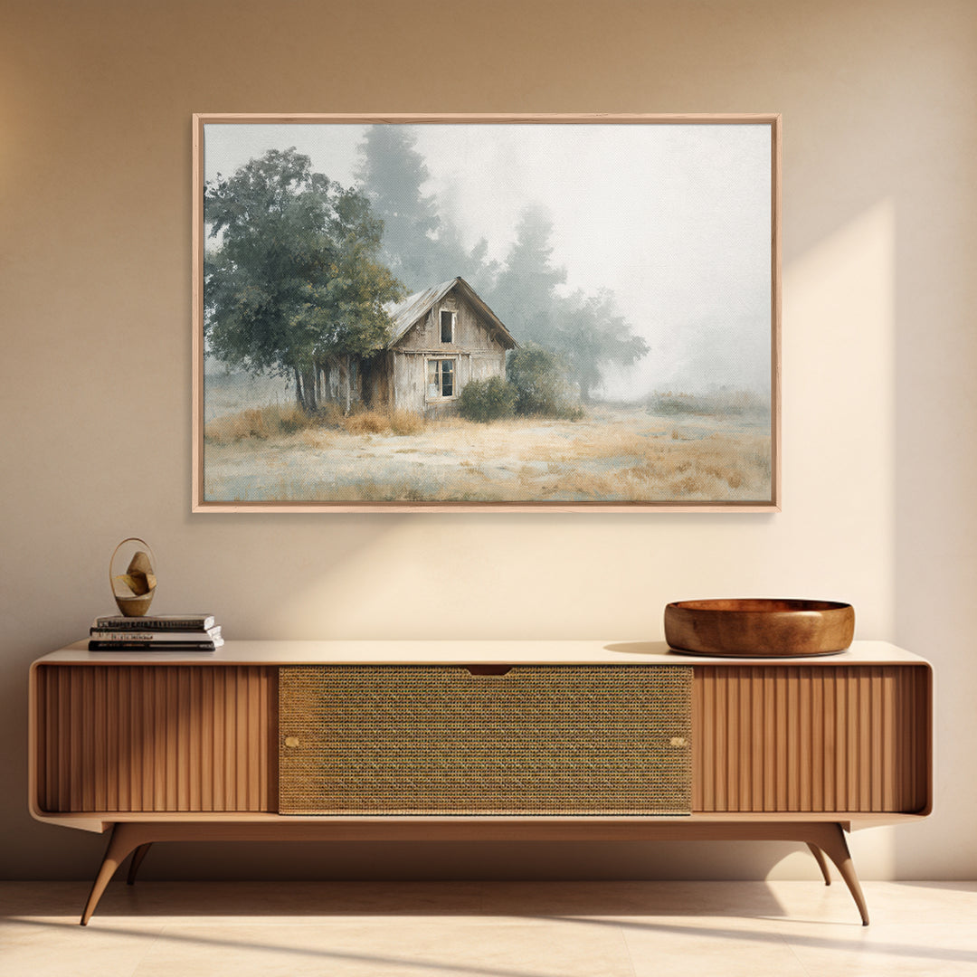 Old Farmhouse Landscape Canvas Print, Bed and Breakfast Art, Wood Wall Art, Living Room Decor, Oil Painting, BAB-3x2-83