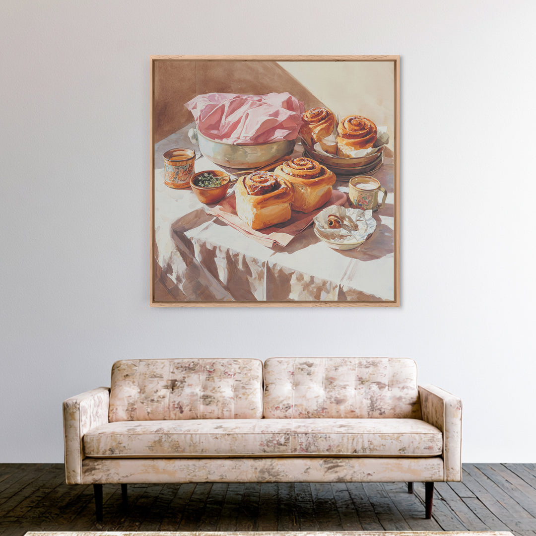 Cinnamon Rolls in a Warm Country Kitchen Canvas Print, Bakery Art, Digital Download Art, Bakery Decor, Fine Art, Patisserie, BAK-1x1-35
