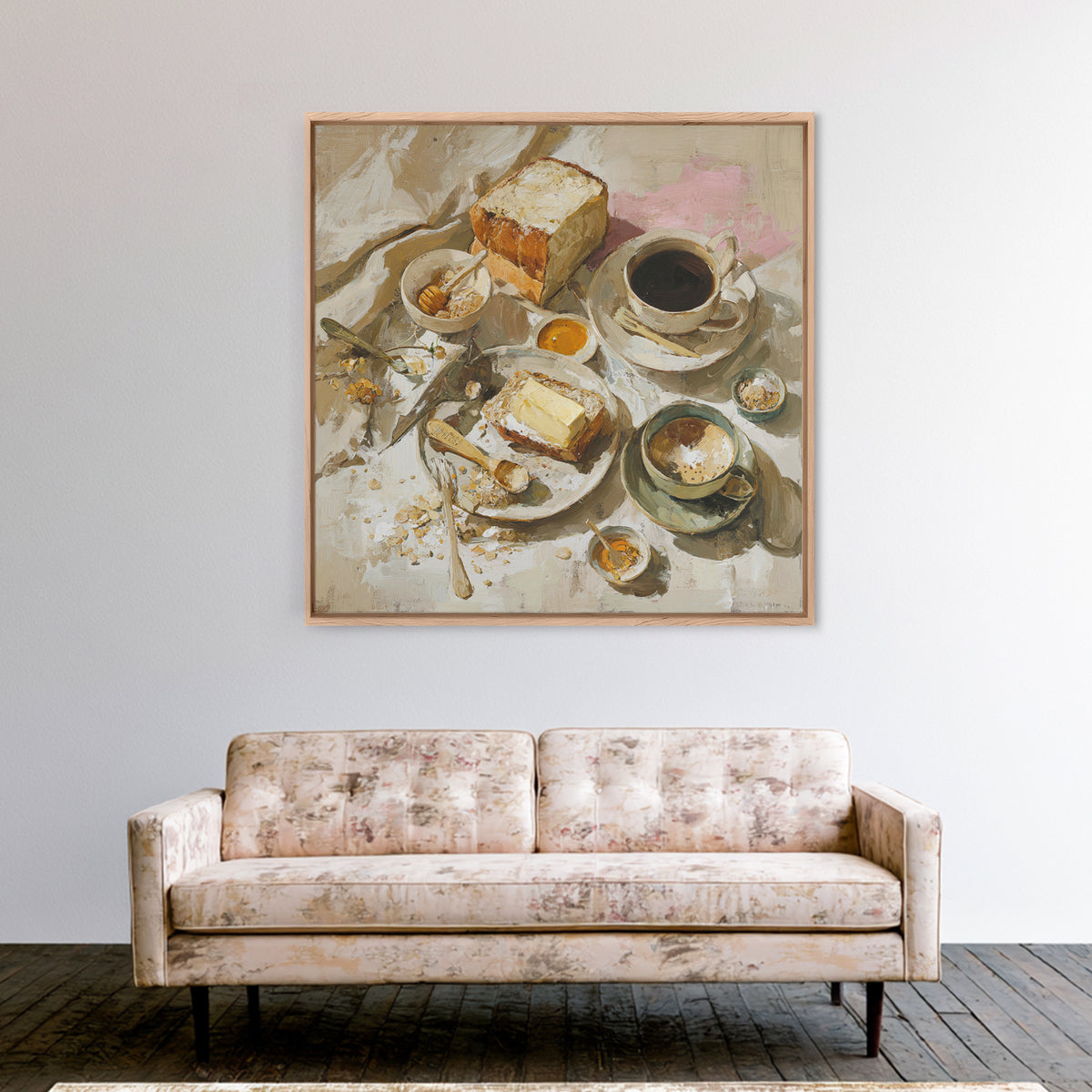 Painterly Eclair and Coffee Still Life Canvas Print, Bakery Art, Kitchen Art Print, Bakery Decor, Fine Art, Patisserie, BAK-1x1-60