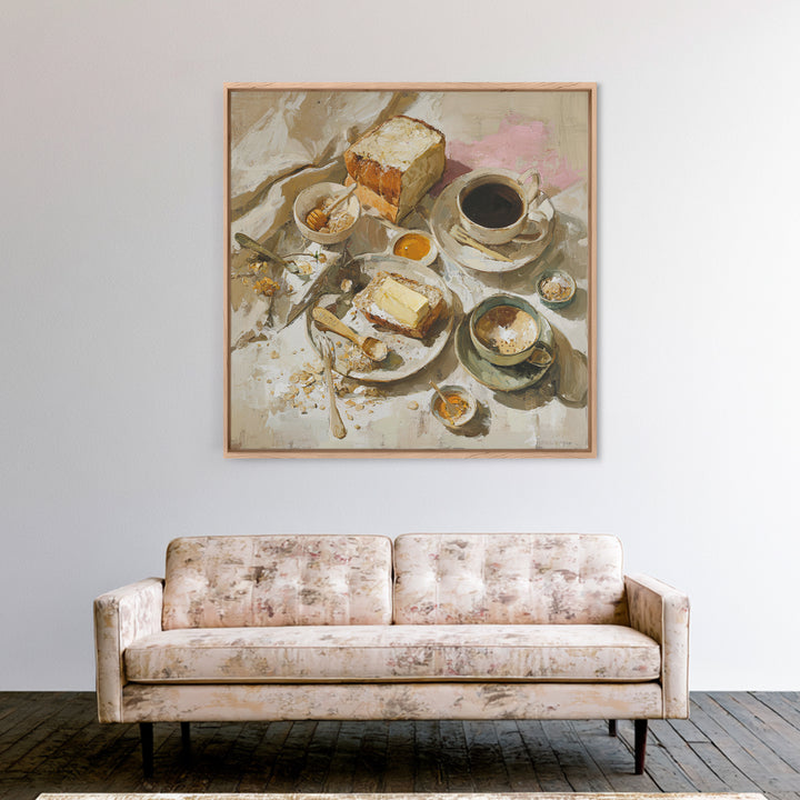 Painterly Eclair and Coffee Still Life Canvas Print, Bakery Art, Kitchen Art Print, Bakery Decor, Fine Art, Patisserie, BAK-1x1-60