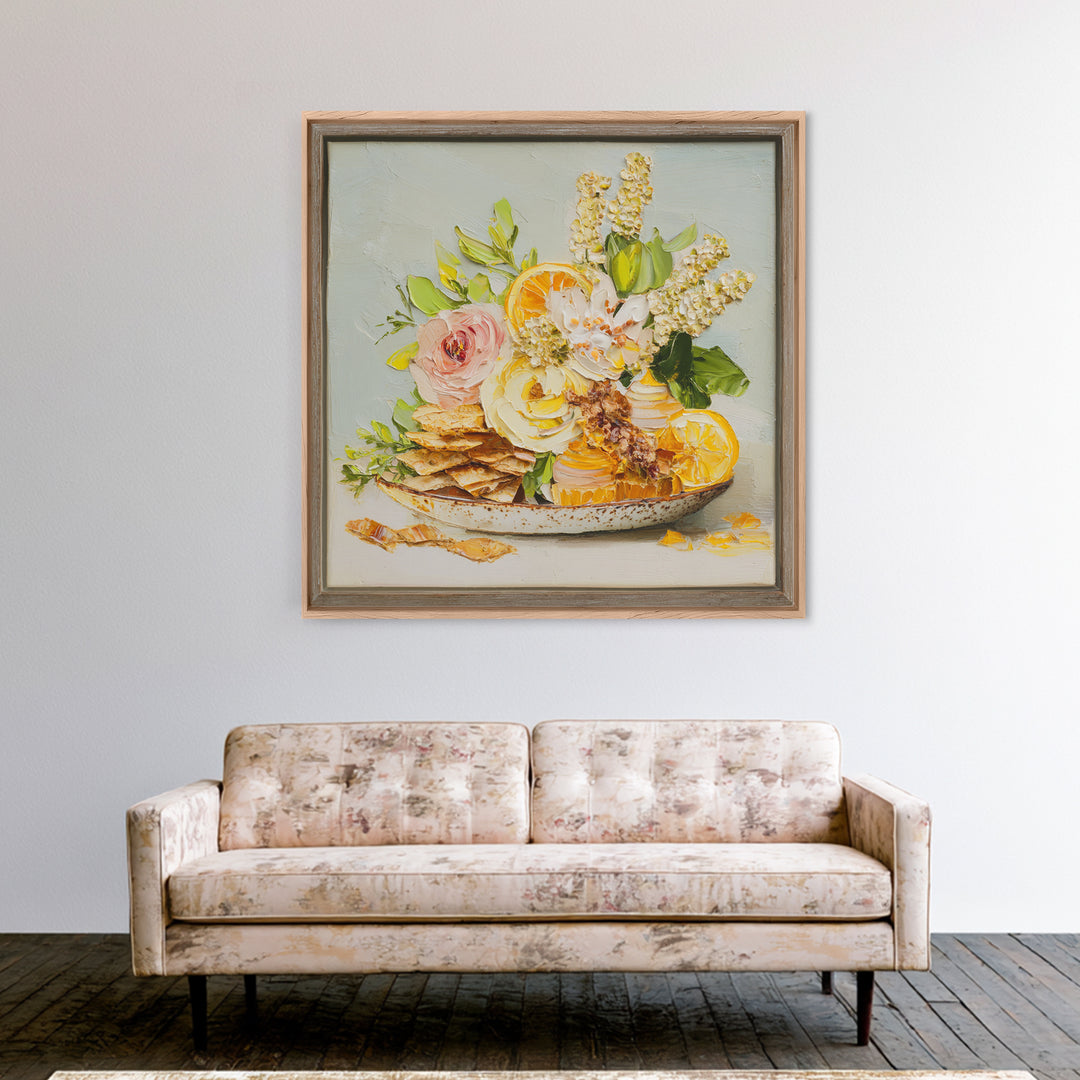 Cupcake Bouquet Painted Framed Canvas Print, Bakery Art, Kitchen Wall Decor, Bakery Decor, Patisserie, Whimsical Wall Art, BAK-1x1-7