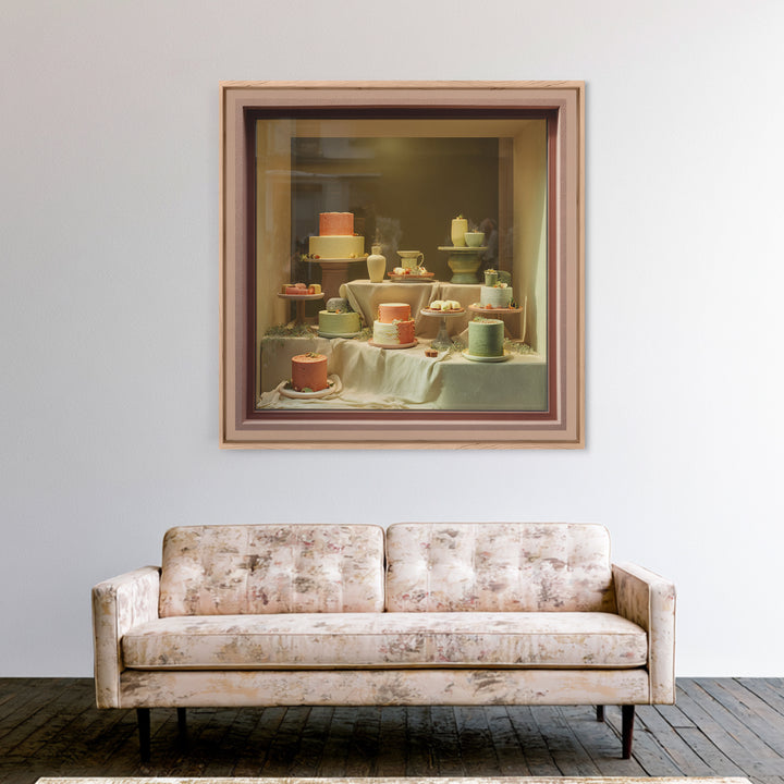French Patisserie Window Display of Pastel Pastries Framed Canvas Print, Bakery Art, Fine Art Print, Bakery Decor, Patisserie, BAK-1x1-74