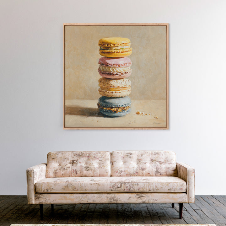 Single Perfect Macaron Tower Canvas Print, Bakery Art, Statement Artwork, Bakery Decor, Fine Art, Patisserie, Art Print, BAK-1x1-75