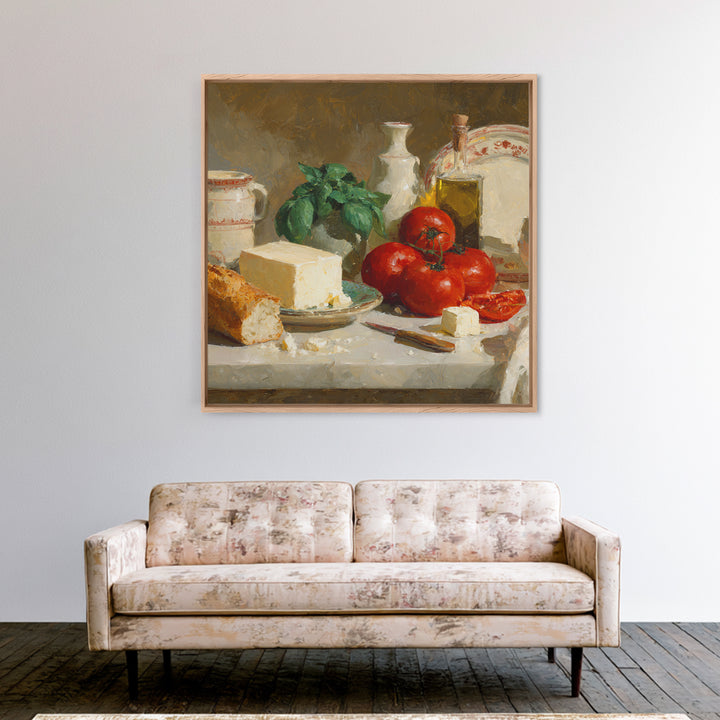 Baguette and Butter Still Life on Marble Framed Canvas Print, Bakery Art, Digital Print, Bakery Decor, Fine Art, Patisserie, BAK-1x1-8