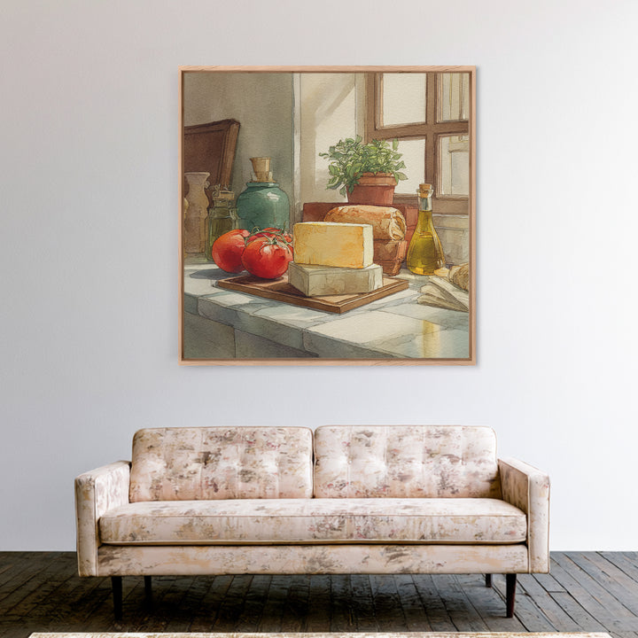 Baguette and Butter Still Life on Marble Framed Canvas Print, Bakery Art, Fine Art Print, Bakery Decor, Fine Art, Patisserie, BAK-1x1-80