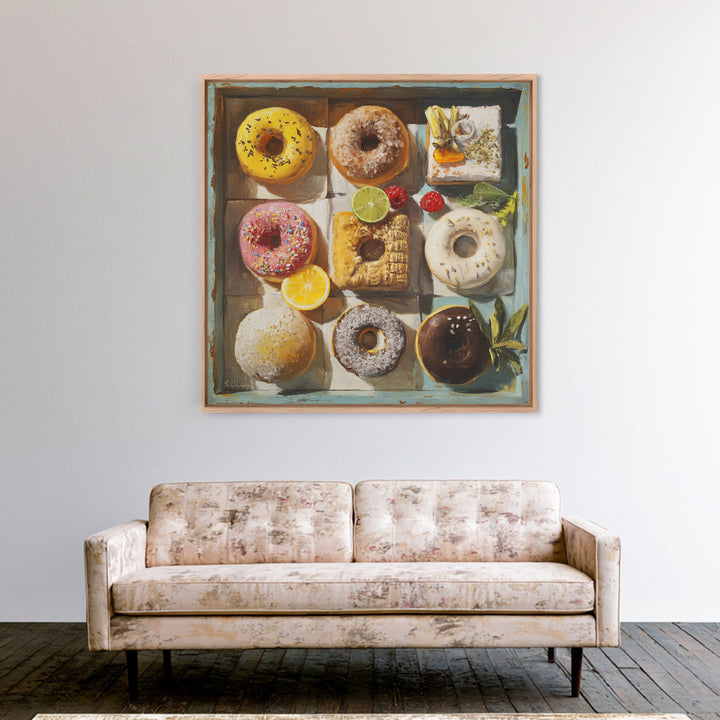 Whimsical Donut Assortment Canvas Print, Bakery Art, Print, Bakery Decor, Fine Art, Patisserie, Food Art, Kitchen Print, BAK-1x1-81