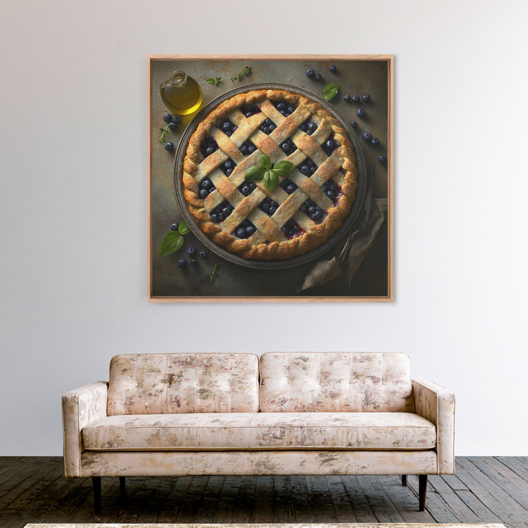 Blueberry Galette with Rustic Farmhouse Texture Canvas Print, Bakery Art, Fine Art Print, Bakery Decor, Fine Art, Patisserie, BAK-1x1-95