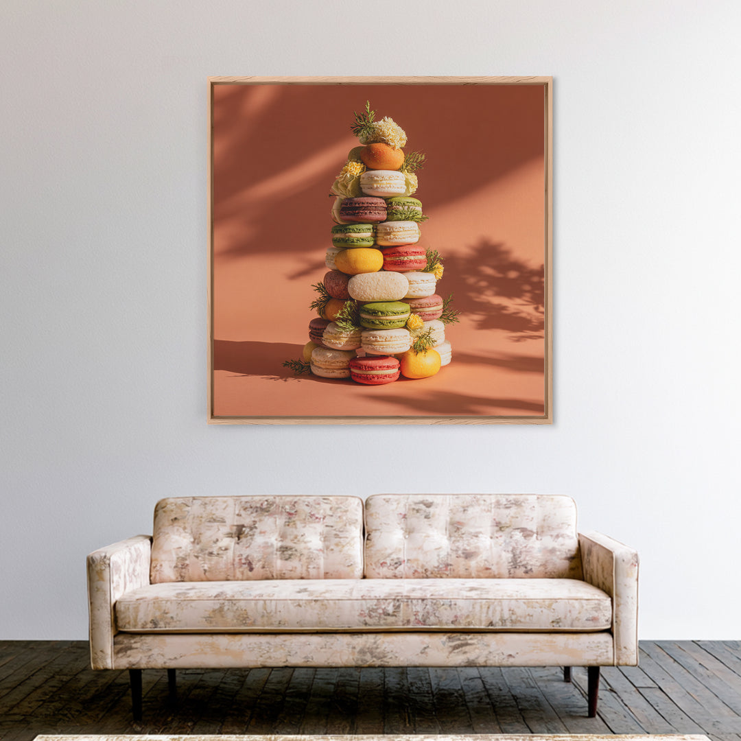 Single Perfect Macaron Tower Canvas Print, Bakery Art, Print, Bakery Decor, Fine Art, Patisserie, Food Art, Kitchen Print, BAK-1x1-99