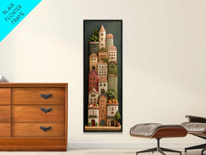 Gingerbread Houses in Charming Folk Art Style Canvas Print, Bakery Art, Kids Art, Bakery Decor, Fine Art, Patisserie, BAK-1x3-2