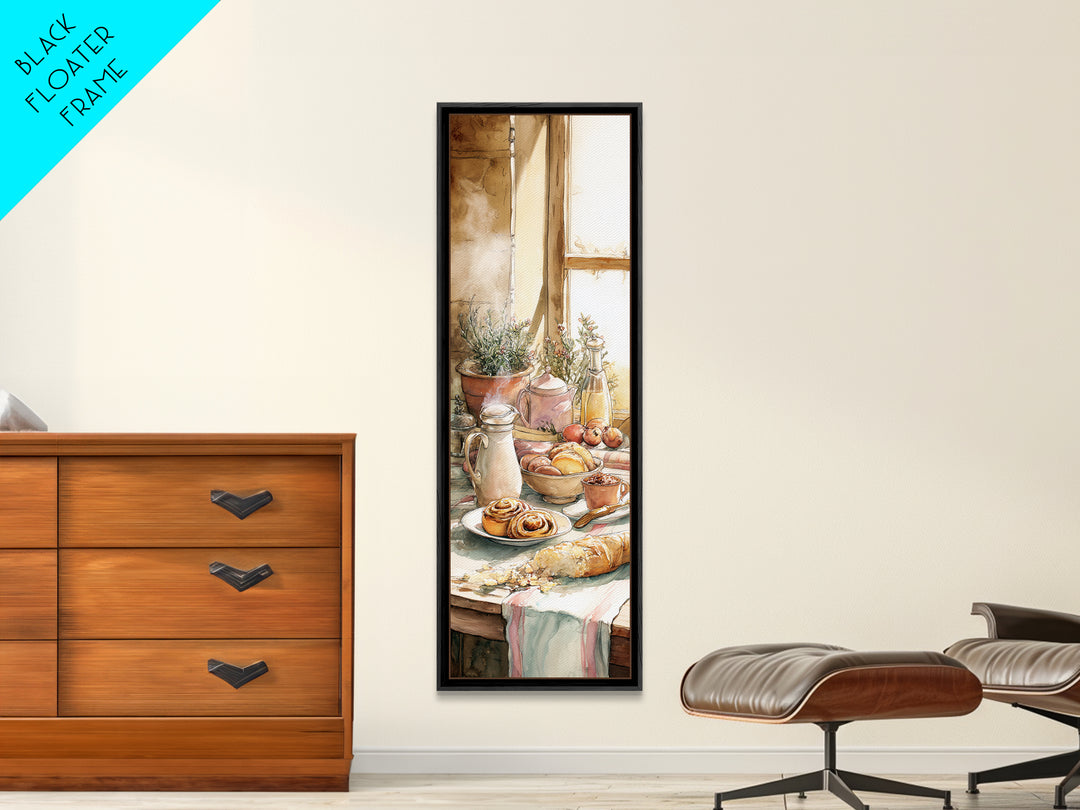 Cinnamon Rolls in a Warm Country Kitchen Canvas Print, Bakery Art, Watercolor Art, Bakery Decor, Fine Art, Patisserie, BAK-1x3-23