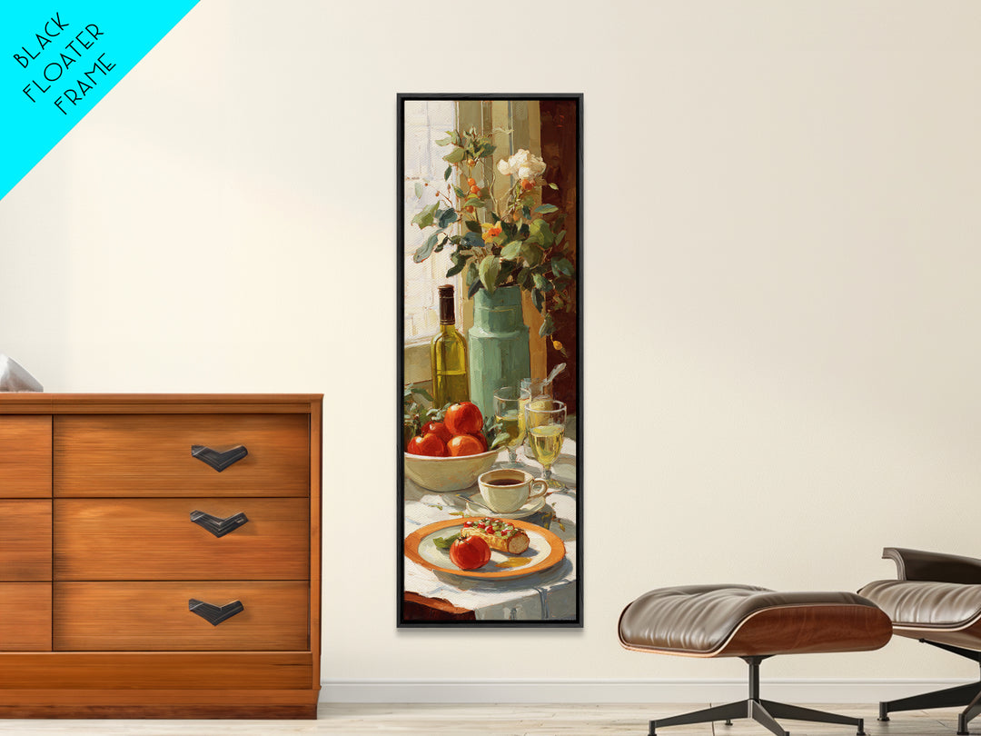Painterly Eclair and Coffee Still Life Framed Canvas Print, Bakery Art, Print, Bakery Decor, Fine Art, Patisserie, Food Art, BAK-1x3-24