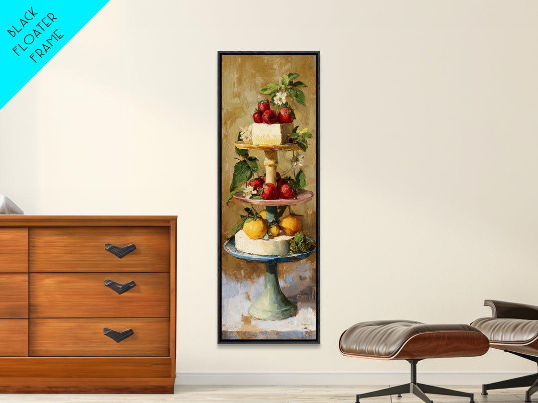 Pastel Cake Stand Canvas Print, Bakery Art, Kitchen Art, Bakery Decor, Patisserie, Neutral Wall Art, Aesthetic Wall Art, BAK-1x3-25