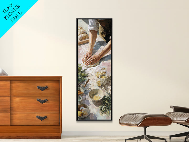 Baker Hands Shaping Dough Framed Canvas Print, Bakery Art, Textured Painting, Bakery Decor, Fine Art, Patisserie, Printable Art, BAK-1x3-29