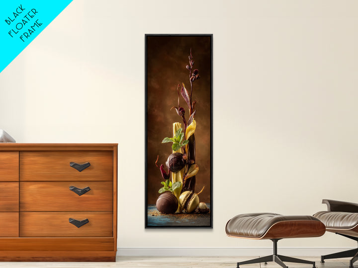 Chocolate Truffle Still Life Framed Canvas Print, Bakery Art, Food Art, Bakery Decor, Watercolor Art, Patisserie, Kids Art, BAK-1x3-31