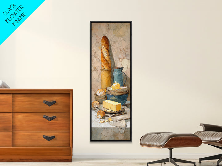 Baguette and Butter Still Life on Marble Canvas Print, Bakery Art, Digital Print, Bakery Decor, Fine Art, Patisserie, BAK-1x3-44
