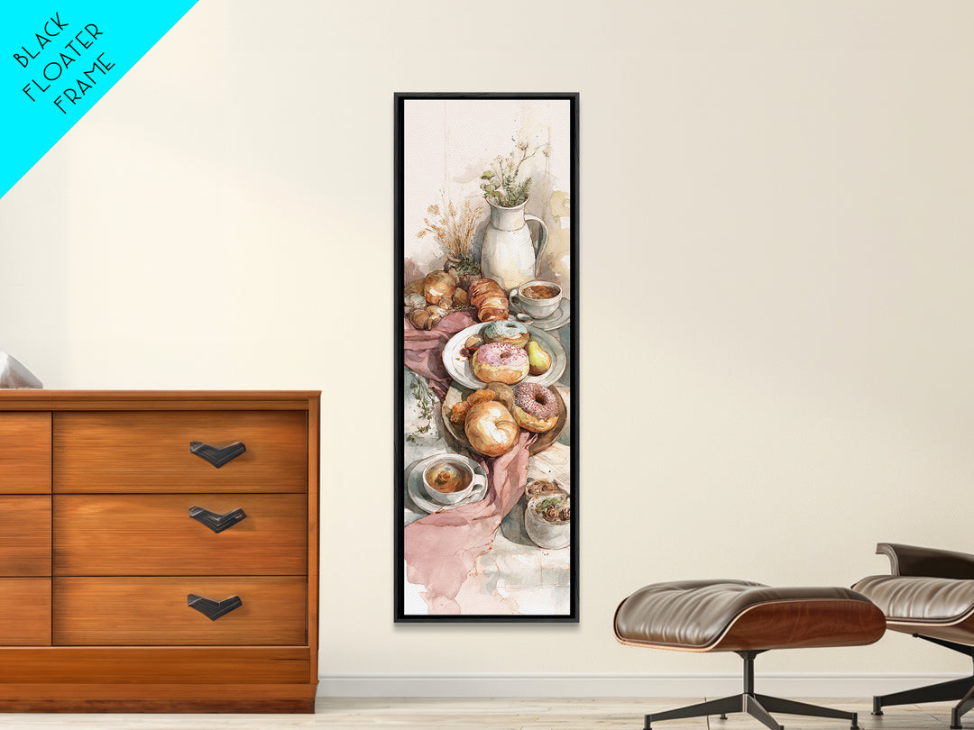 Whimsical Donut Assortment Framed Canvas Print, Bakery Art, Wall Art, Bakery Decor, Oil Painting, Patisserie, BAK-1x3-45