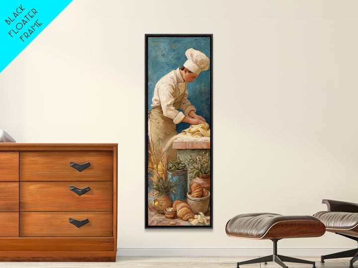 Baker Hands Shaping Dough Framed Canvas Print, Bakery Art, Textured Painting, Bakery Decor, Fine Art, Patisserie, Printable Art, BAK-1x3-53