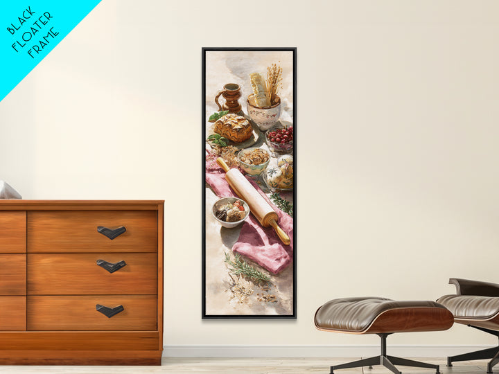 Patisserie Pattern of Rolling Pins and Pastries Canvas Print, Bakery Art, Bakery Decor, Abstract Art, Patisserie, BAK-1x3-57