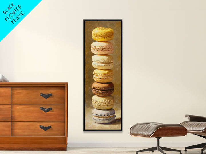 Single Perfect Macaron Tower Canvas Print, Bakery Art, Bakery, Bakery Decor, Oil Painting, Patisserie, Minimalist Decor, BAK-1x3-63